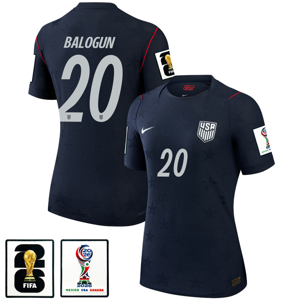 Folarin Balogun 20 USMNT 2026 Women's Away Match Jersey - Black