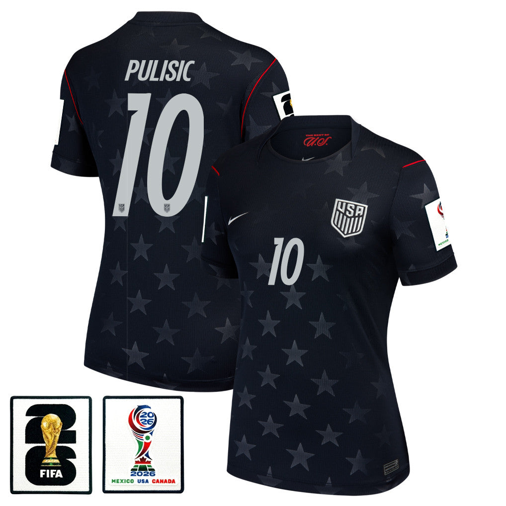Christian Pulisic 10 USMNT 2026 Women's Away Stadium Game Jersey - Black