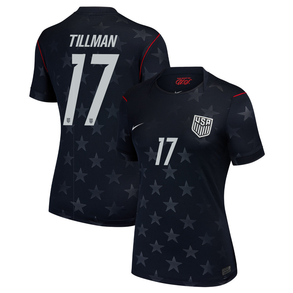 Malik Tillman 17 USMNT 2026 Women's Away Stadium Game Jersey - Black