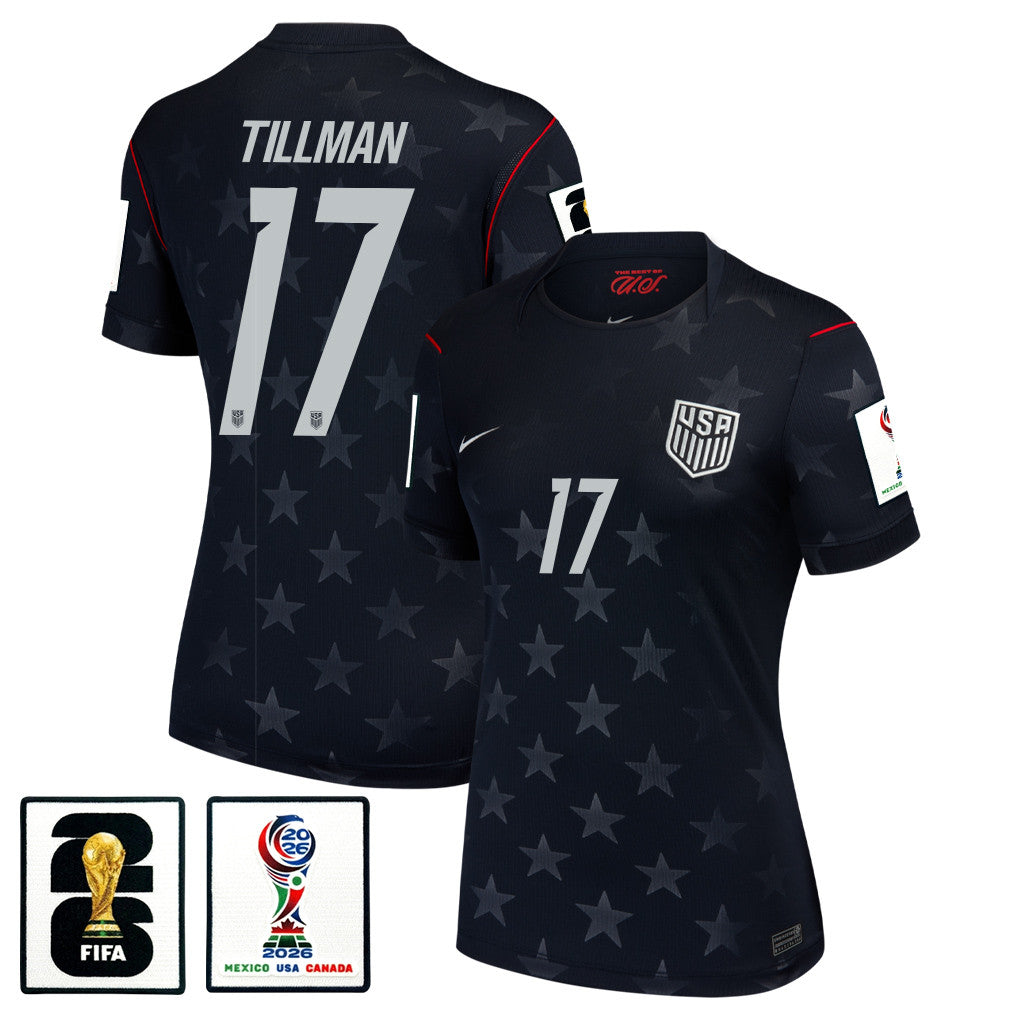 Malik Tillman 17 USMNT 2026 Women's Away Stadium Game Jersey - Black