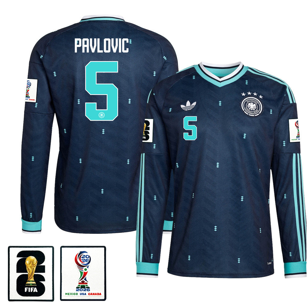Aleksandar Pavlovic 5 Germany National Team 2026 Away Long Sleeve Jersey - Navy