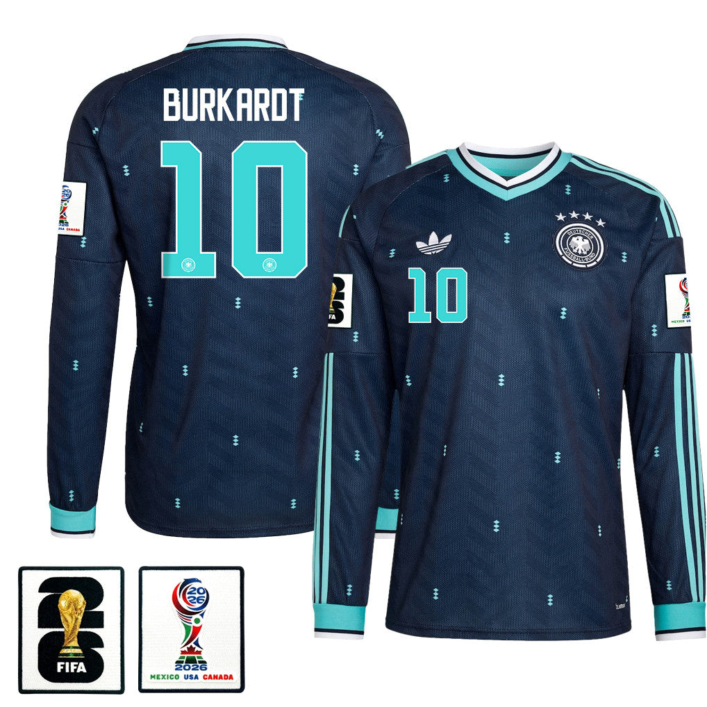 Jonathan Burkardt 10 Germany National Team 2026 Away Long Sleeve Jersey - Navy