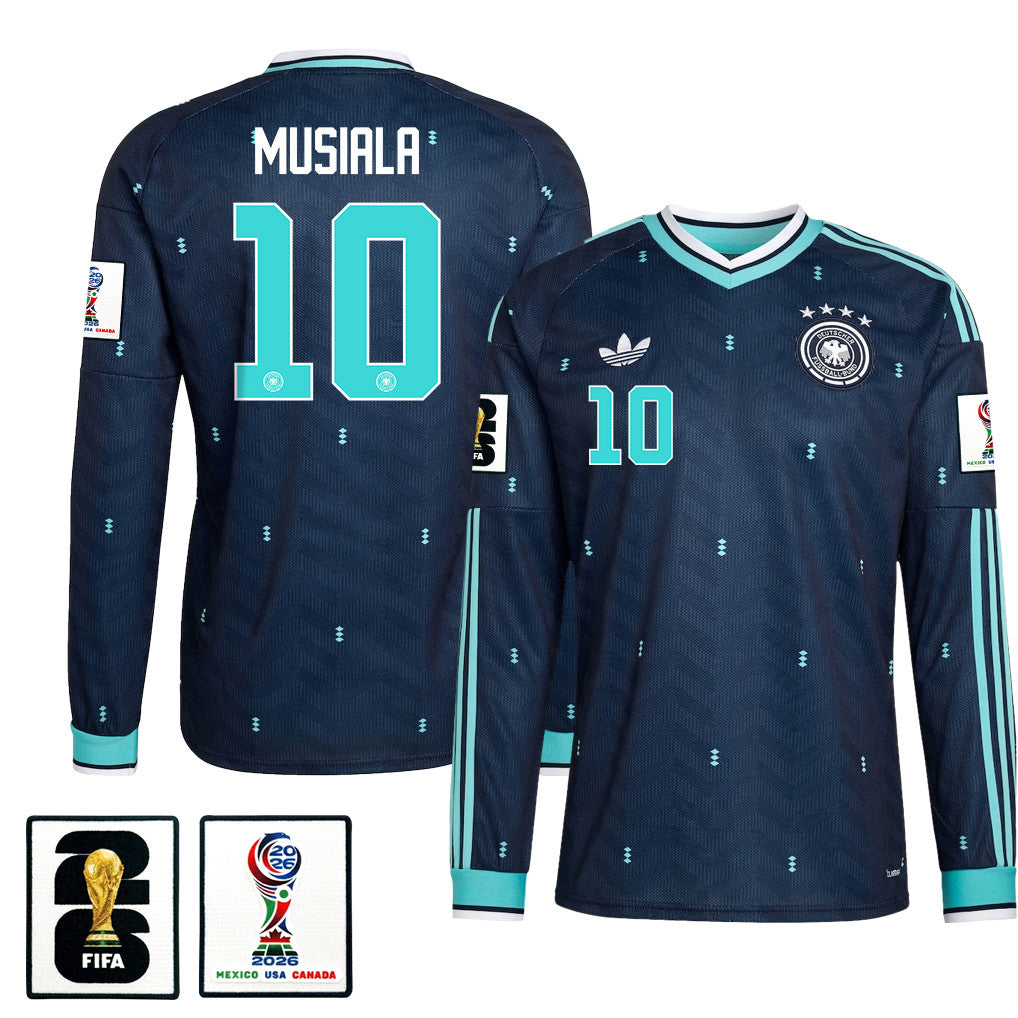 Jamal Musiala 10 Germany National Team 2026 Away Long Sleeve Jersey - Navy