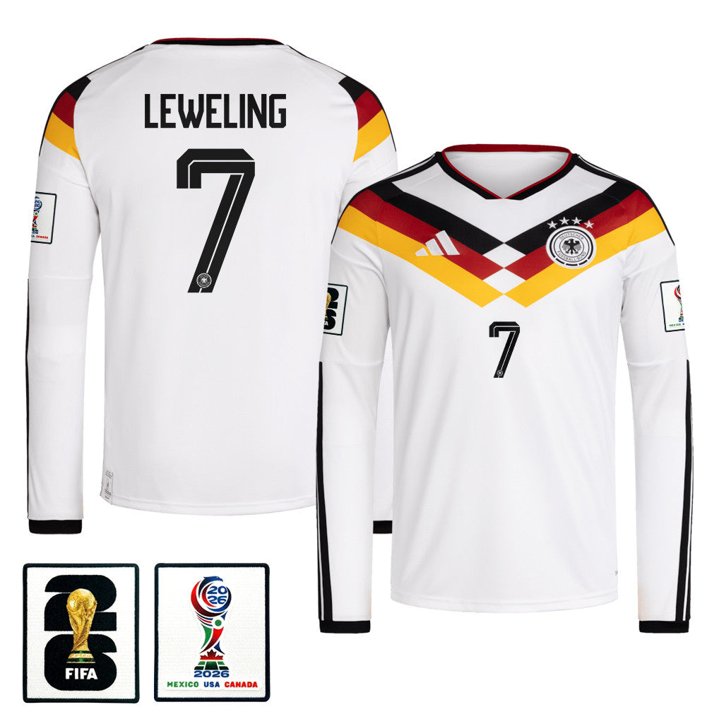 Jamie Leweling 7 Germany National Team 2026 Home Long Sleeve Jersey - White