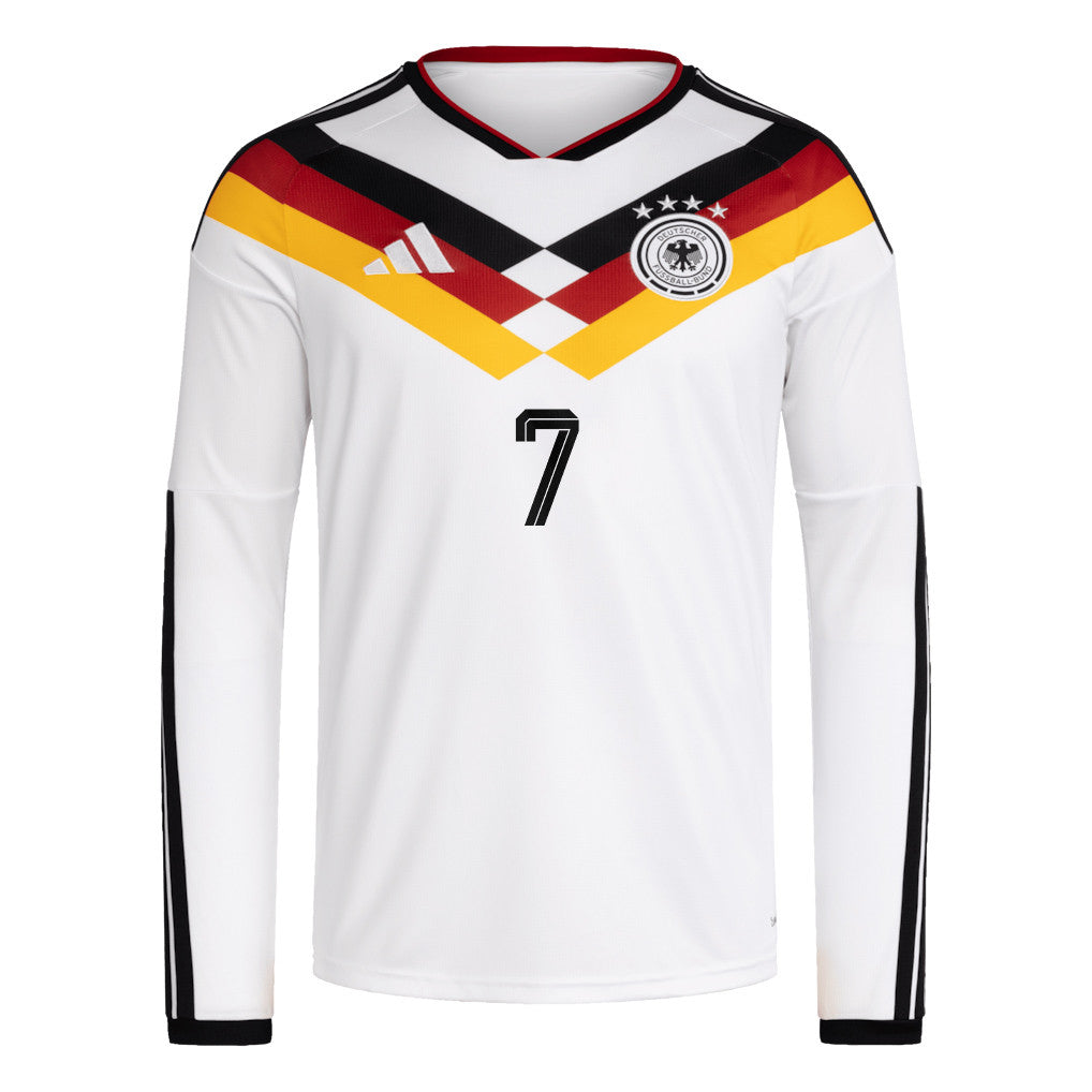 Jamie Leweling 7 Germany National Team 2026 Home Long Sleeve Jersey - White