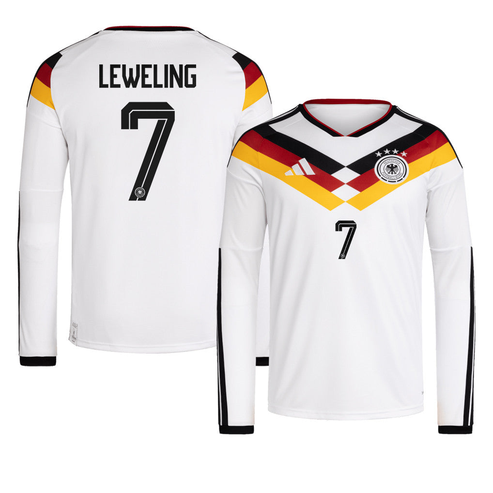 Jamie Leweling 7 Germany National Team 2026 Home Long Sleeve Jersey - White