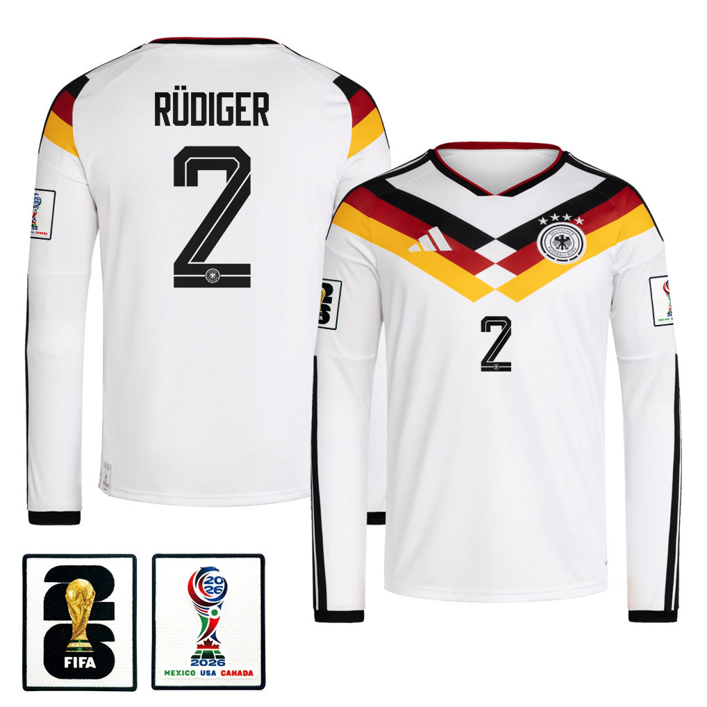 Antonio Rüdiger 2 Germany National Team 2026 Home Long Sleeve Jersey - White