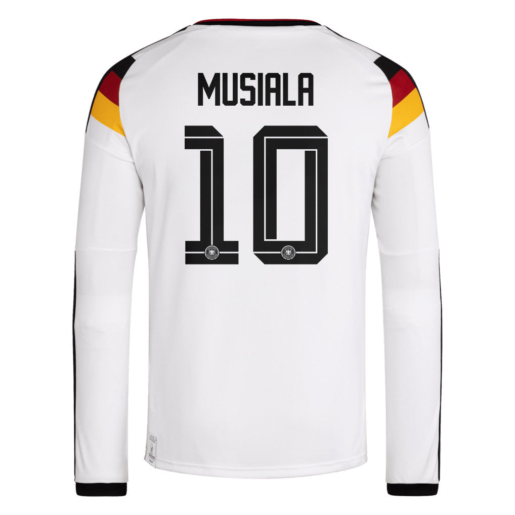 Jamal Musiala 10 Germany National Team 2026 Home Long Sleeve Jersey - White