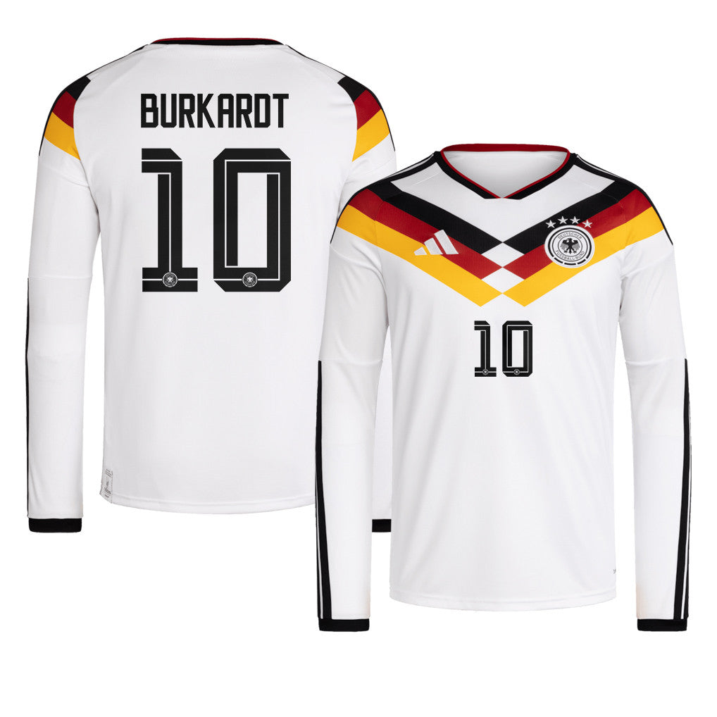 Jonathan Burkardt 10 Germany National Team 2026 Home Long Sleeve Jersey - White