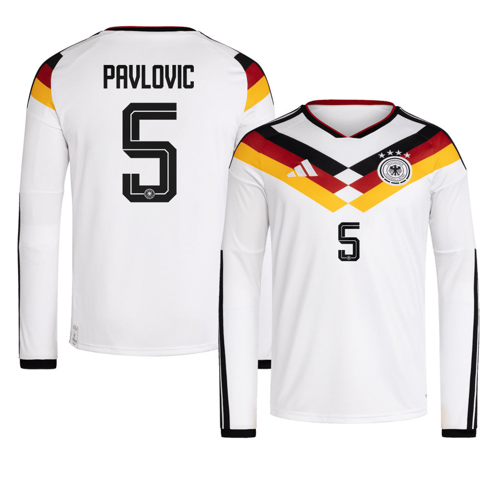 Aleksandar Pavlovic 5 Germany National Team 2026 Home Long Sleeve Jersey - White
