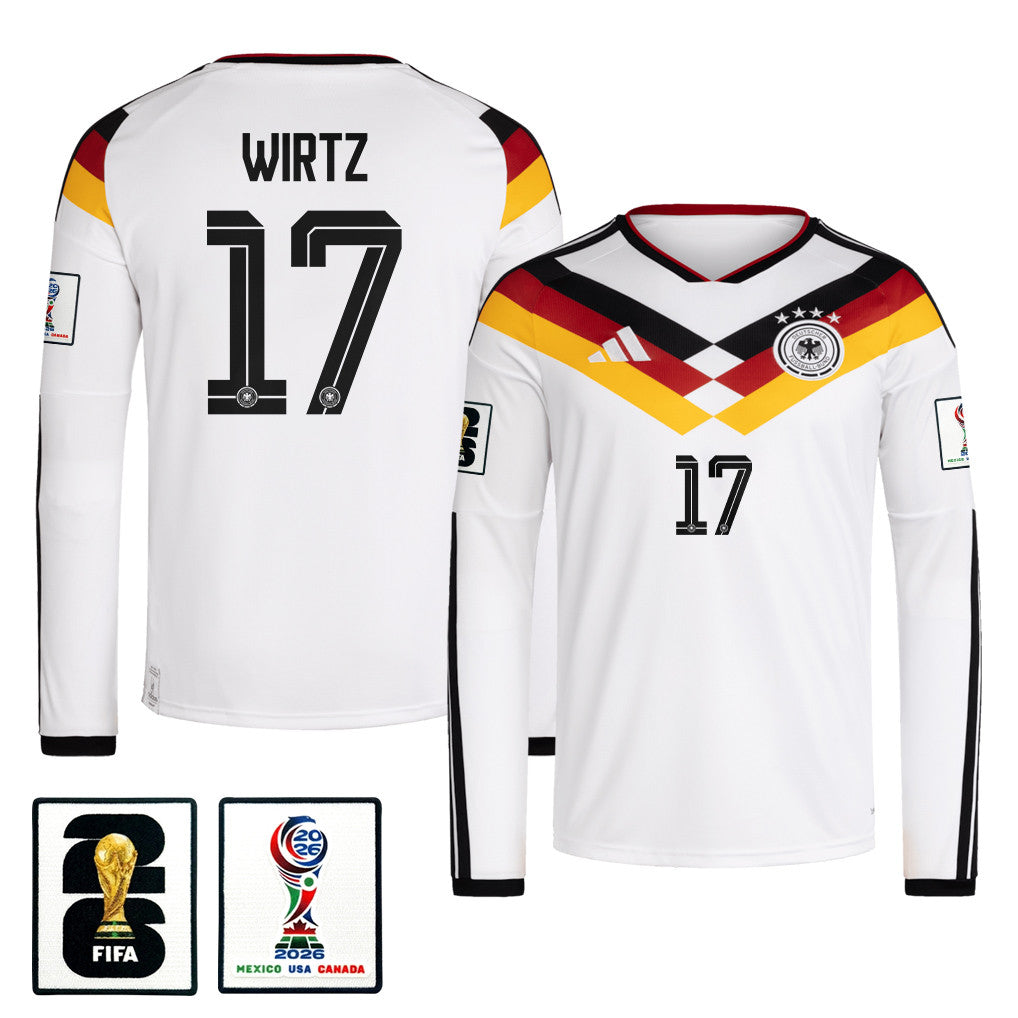 Florian Wirtz 17 Germany National Team 2026 Home Long Sleeve Jersey - White