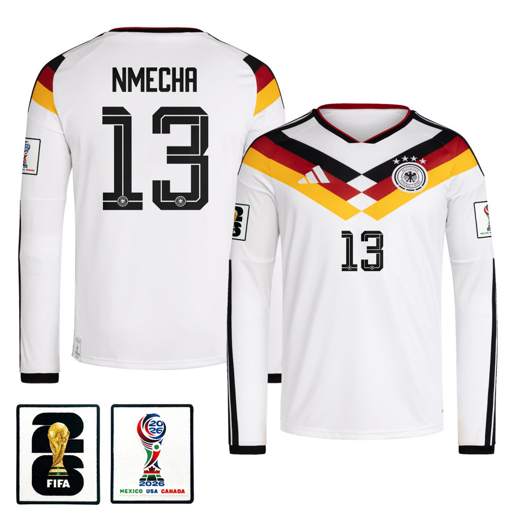 Felix Nmecha 13 Germany National Team 2026 Home Long Sleeve Jersey - White