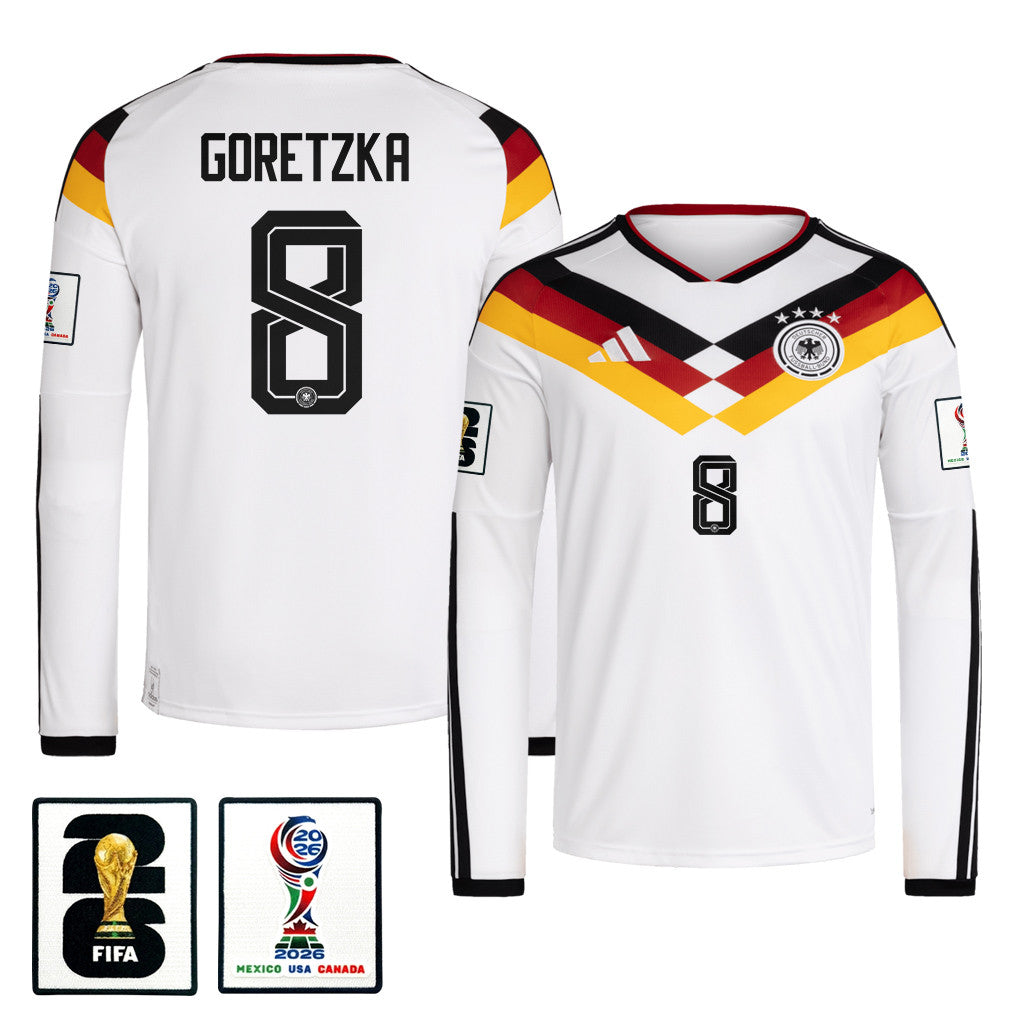 Leon Goretzka 8 Germany National Team 2026 Home Long Sleeve Jersey - White