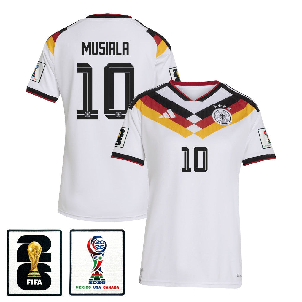 Jamal Musiala 10 Women's Germany National Team 2026 Home Jersey - White