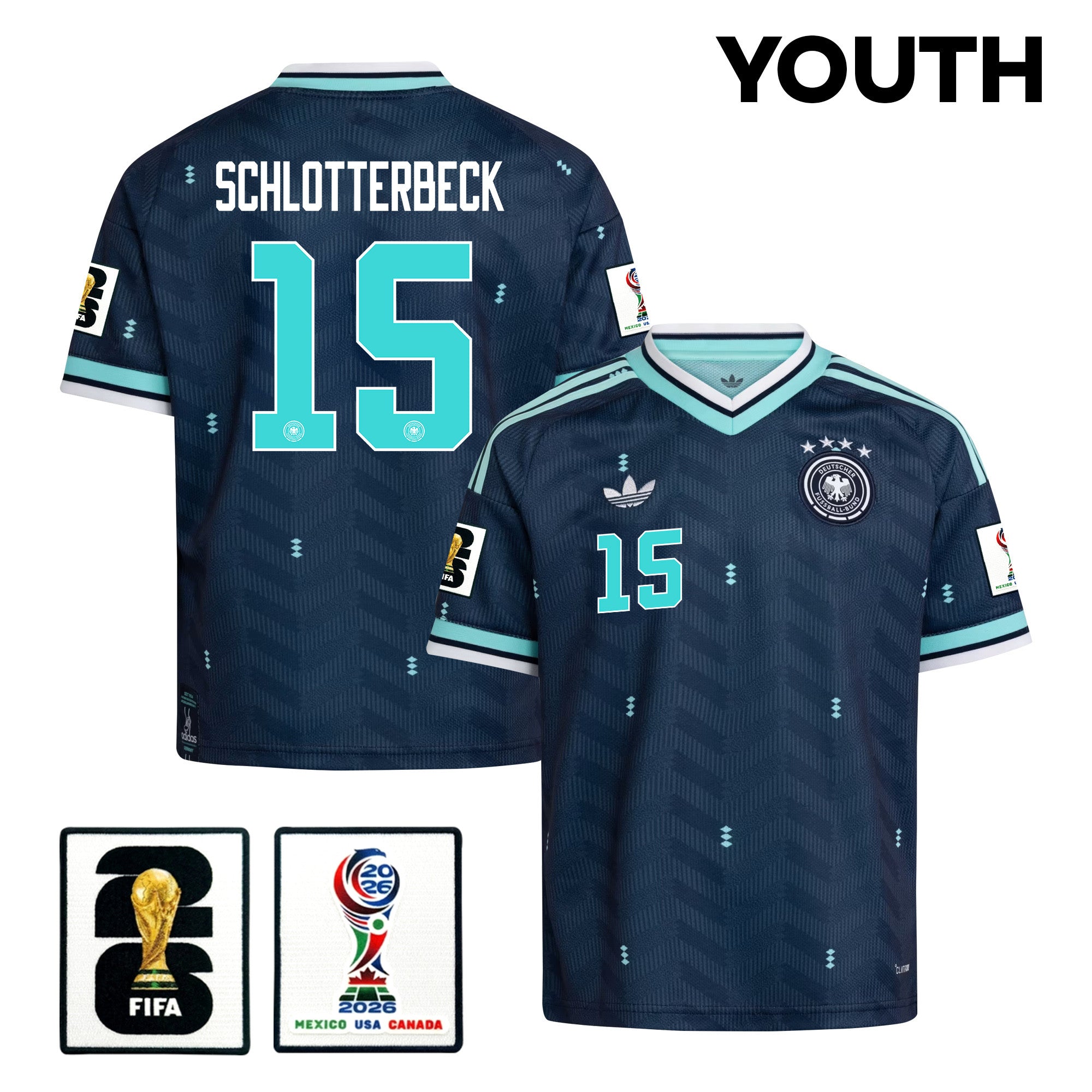 Nico Schlotterbeck 15 Youth Germany National Team 2026 Away Jersey - Navy
