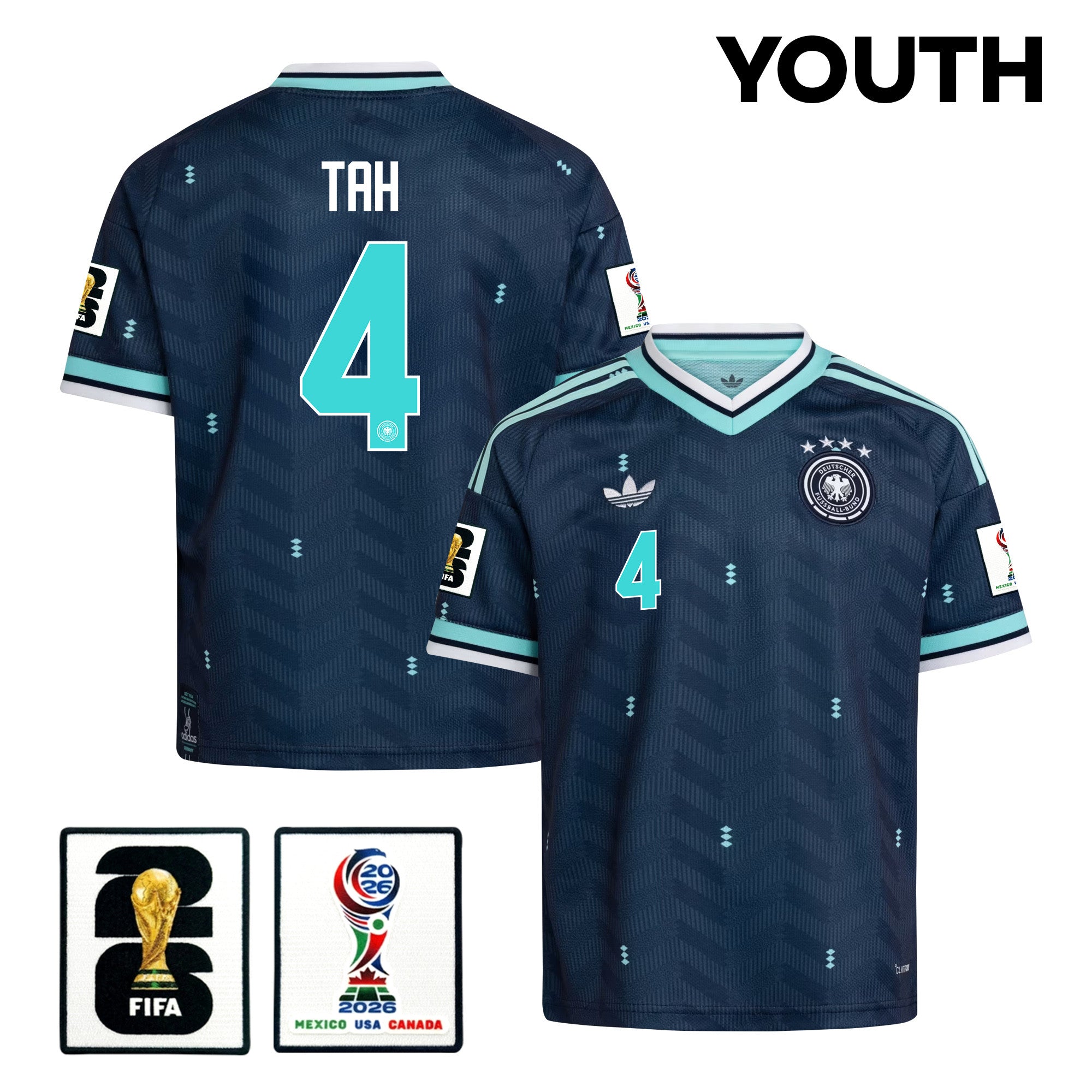 Jonathan Tah 4 Youth Germany National Team 2026 Away Jersey - Navy