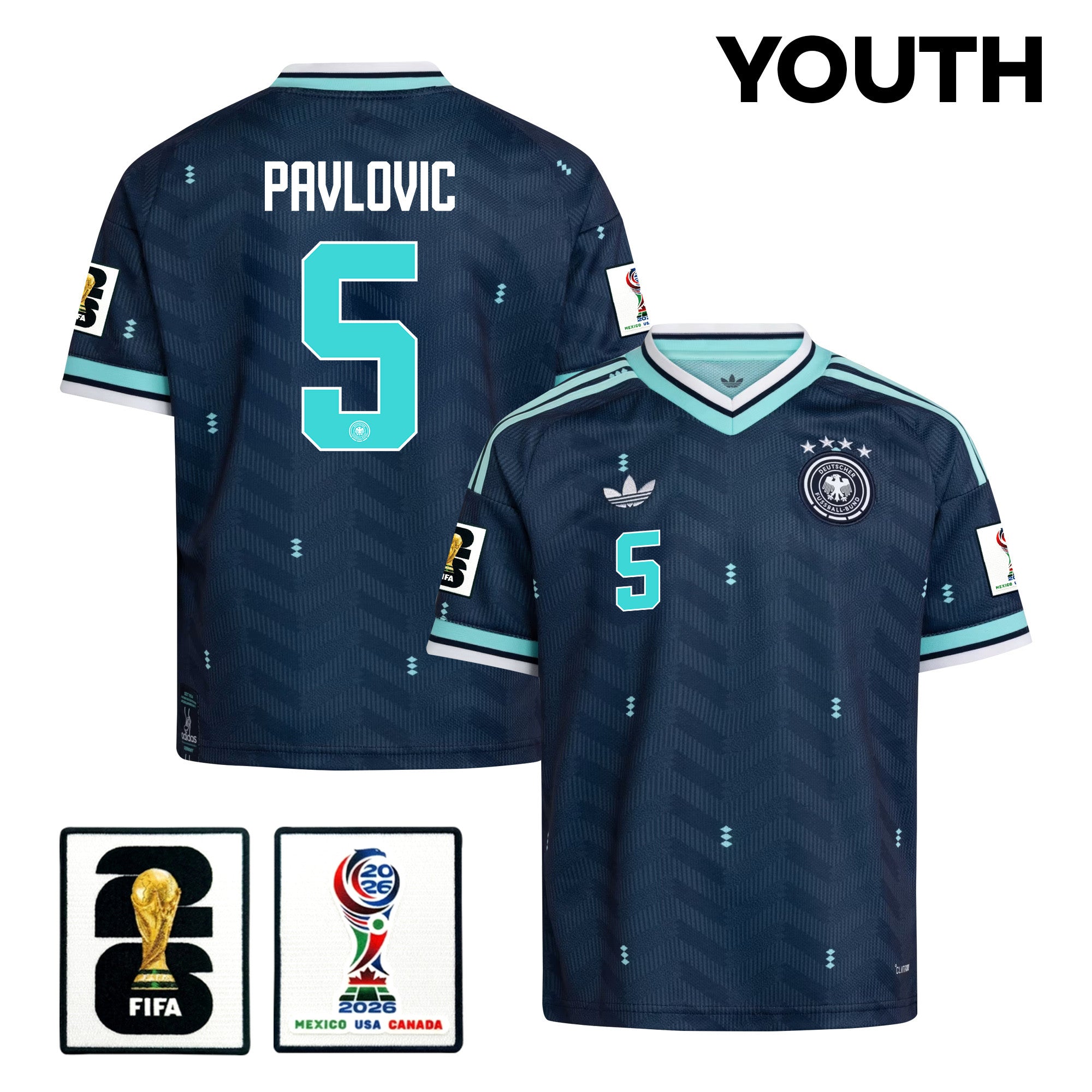 Aleksandar Pavlovic 5 Youth Germany National Team 2026 Away Jersey - Navy