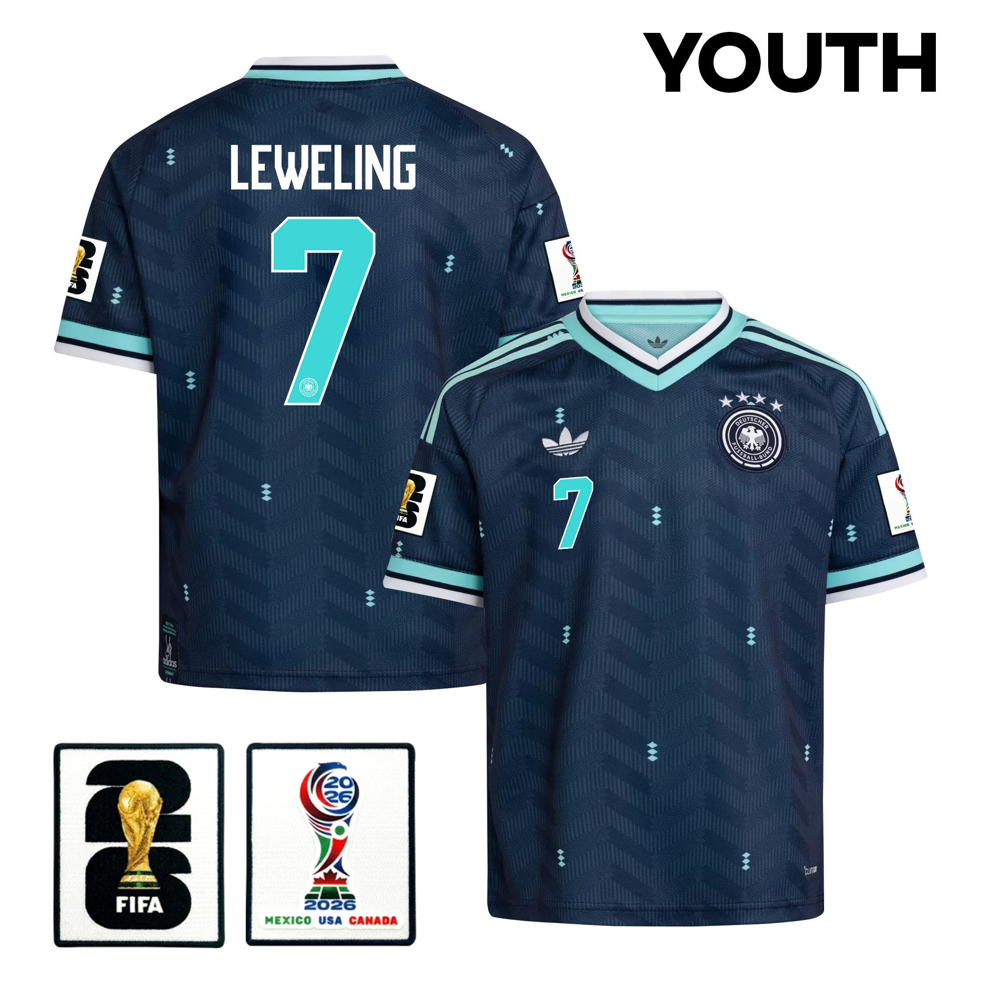 Jamie Leweling 7 Youth Germany National Team 2026 Away Jersey - Navy