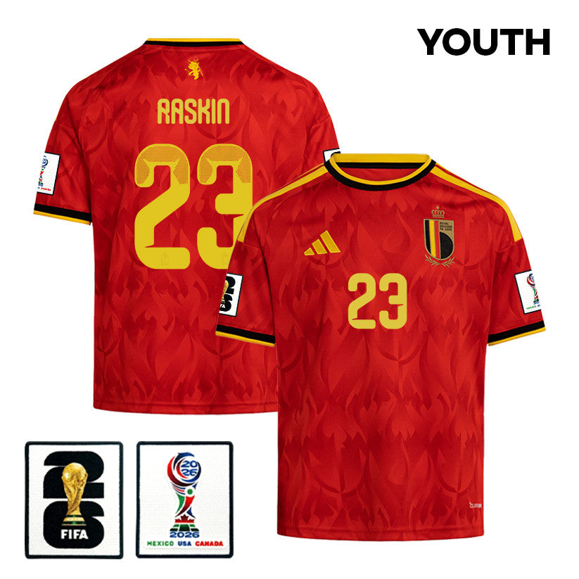 Nicolas Raskin 23 Youth Belgium National Team 2026 Home Jersey - Red
