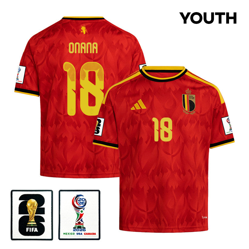 Amadou Onana 18 Youth Belgium National Team 2026 Home Jersey - Red