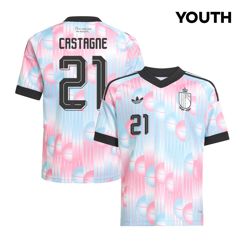 Timothy Castagne 21 Youth Belgium National Team 2026 Away Jersey - Light Blue