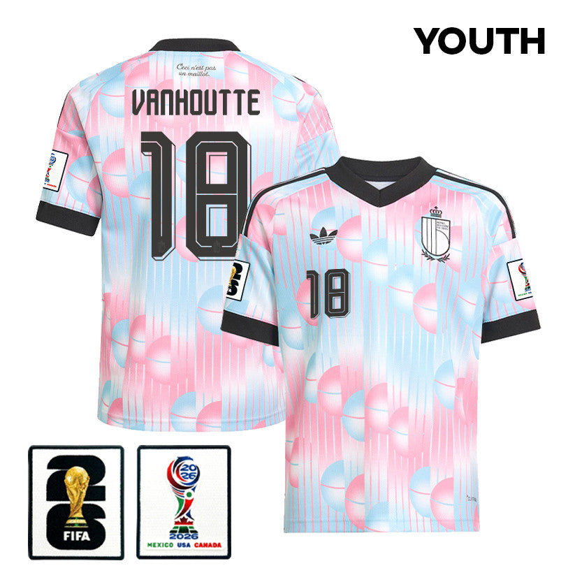 Charles Vanhoutte 18 Youth Belgium National Team 2026 Away Jersey - Light Blue