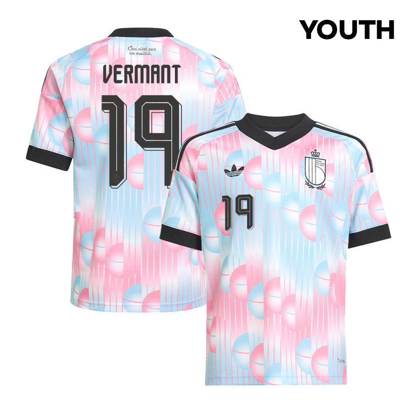 Romeo Vermant 19 Youth Belgium National Team 2026 Away Jersey - Light Blue