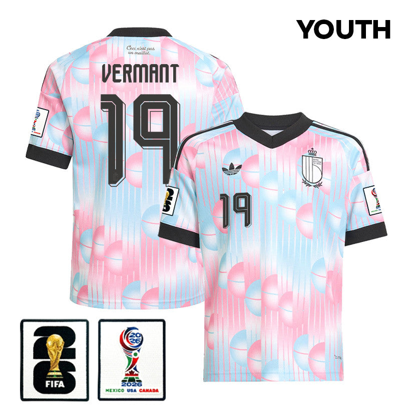 Romeo Vermant 19 Youth Belgium National Team 2026 Away Jersey - Light Blue