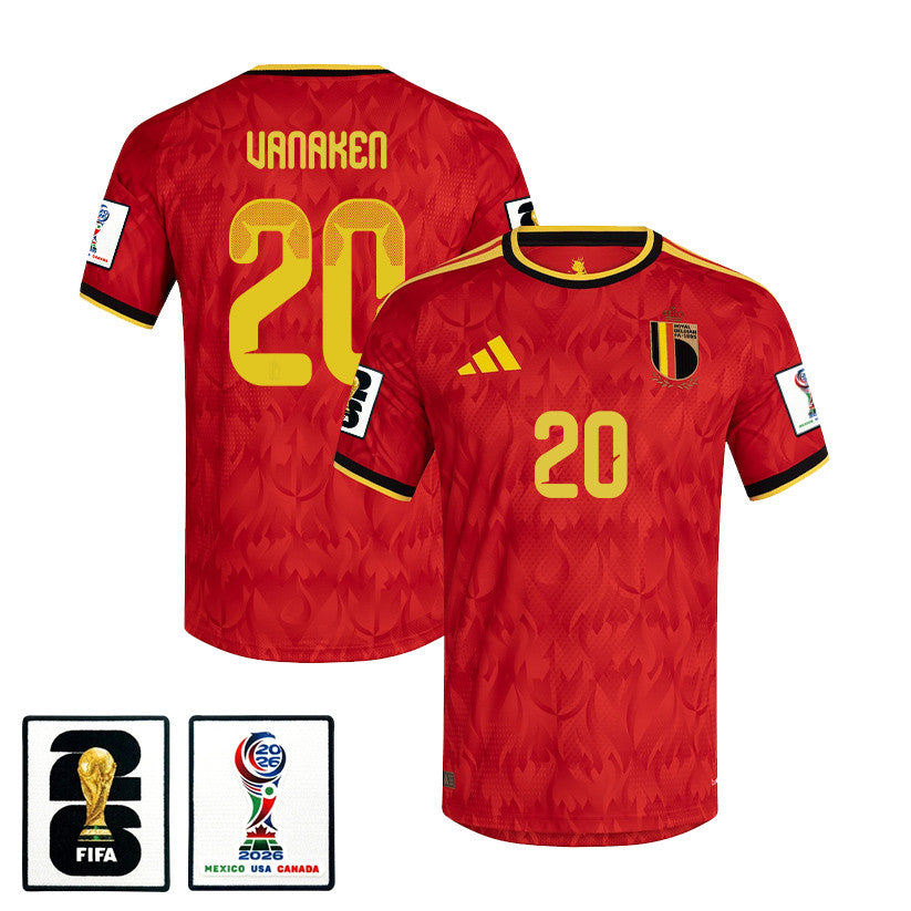 Hans Vanaken 20 Belgium National Team 2026 x World Cup Patch Home Jersey - Red, Men