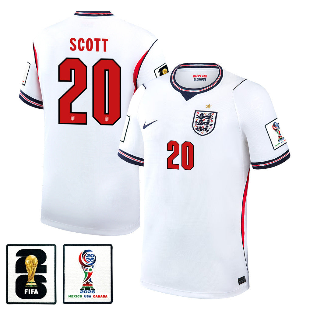 Alex Scott 20 England National Team 2026 x World Cup Patch Home Jersey - White, Men