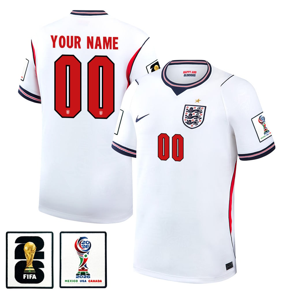 England National Team 2026 x World Cup Patch Home Jersey - Personalized - White, Men