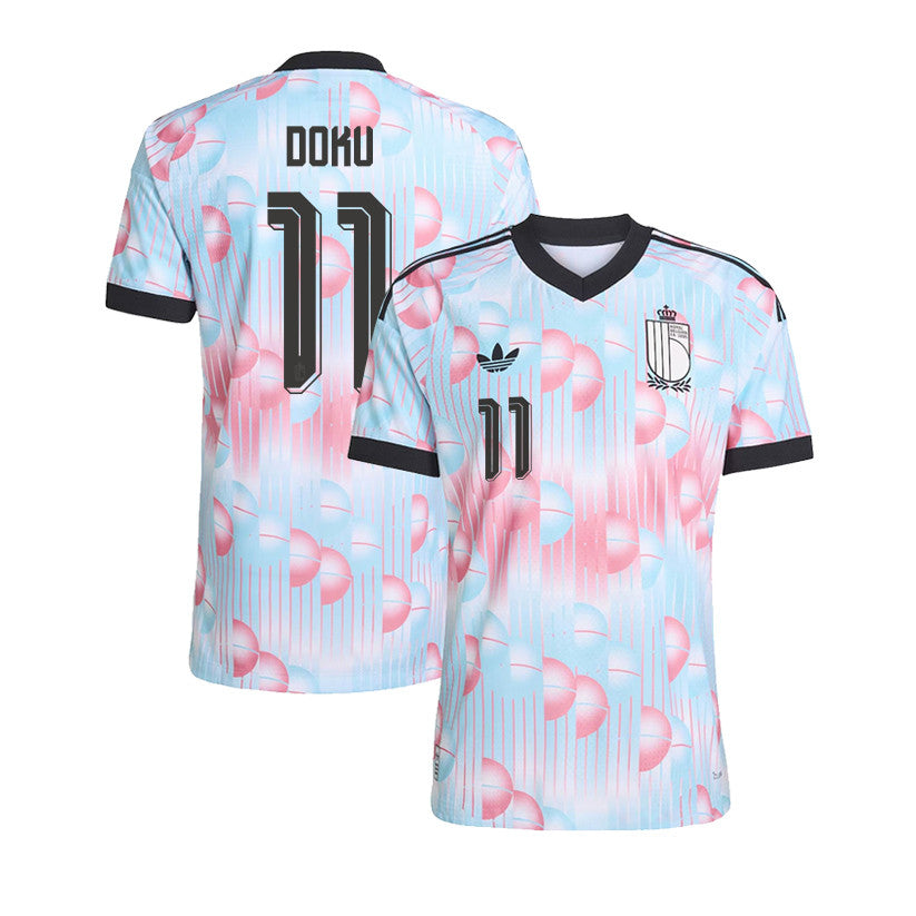 Jérémy Doku 11 Belgium National Team 2026 Away Jersey - Light Blue, Men