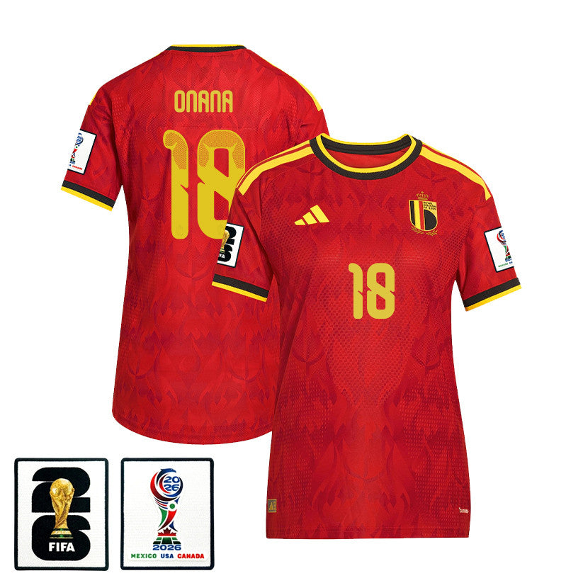 Amadou Onana 18 Women's Belgium National Team 2026 Home Jersey - Red