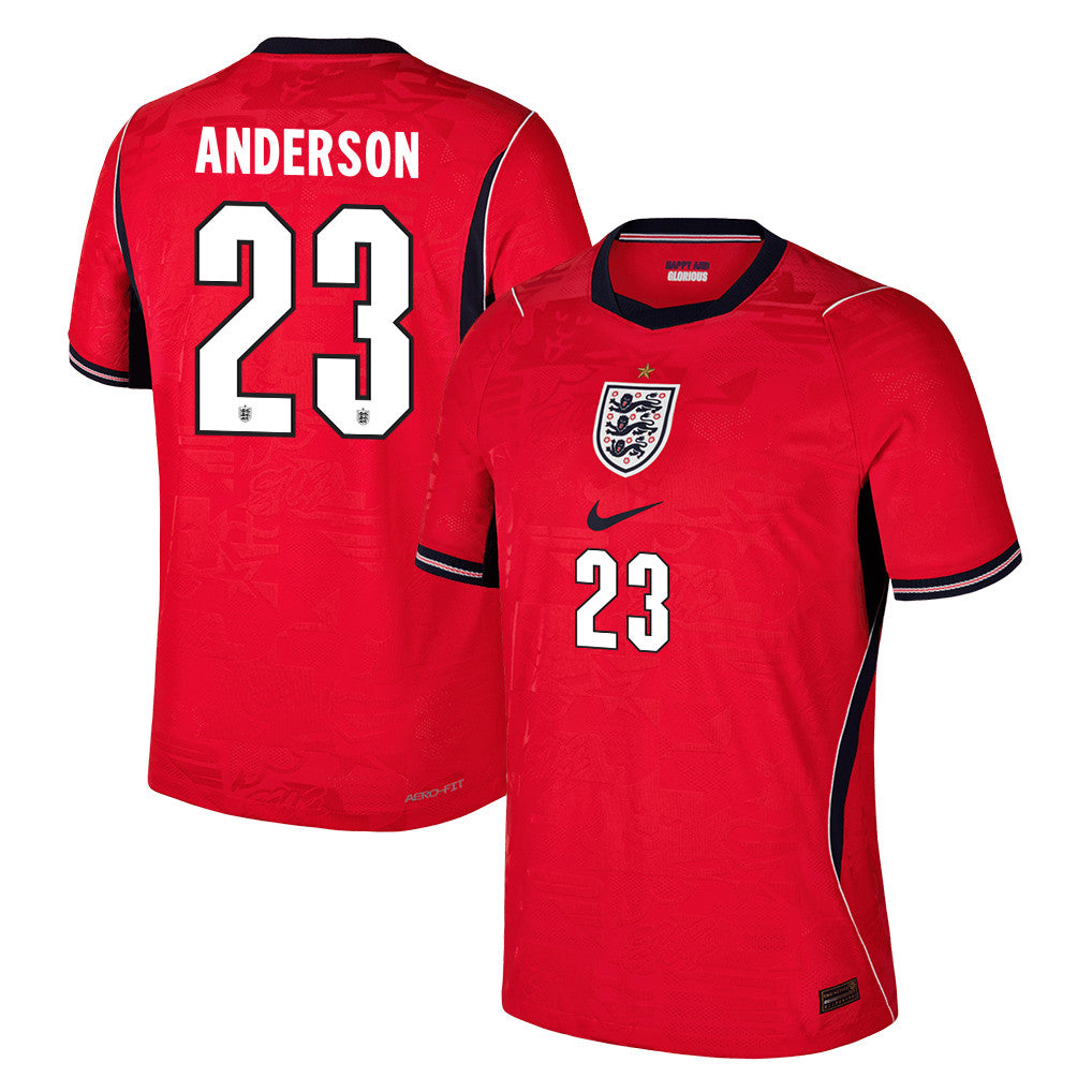 Elliot Anderson 23 England National Team 2026 Away Jersey - Red, Men