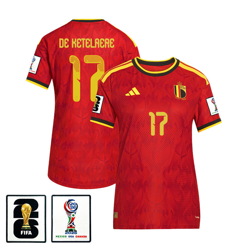 Charles De Ketelaere 17 Women's Belgium National Team 2026 Home Jersey - Red