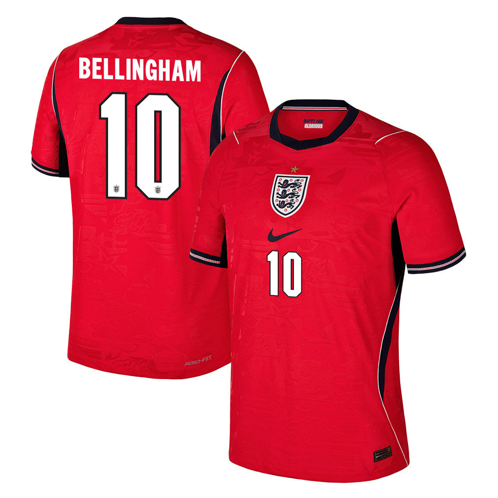 Jude Bellingham 10 England National Team 2026 Away Jersey - Red, Men