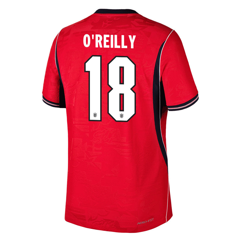 Nico O'Reilly 18 England National Team 2026 Away Jersey - Red, Men