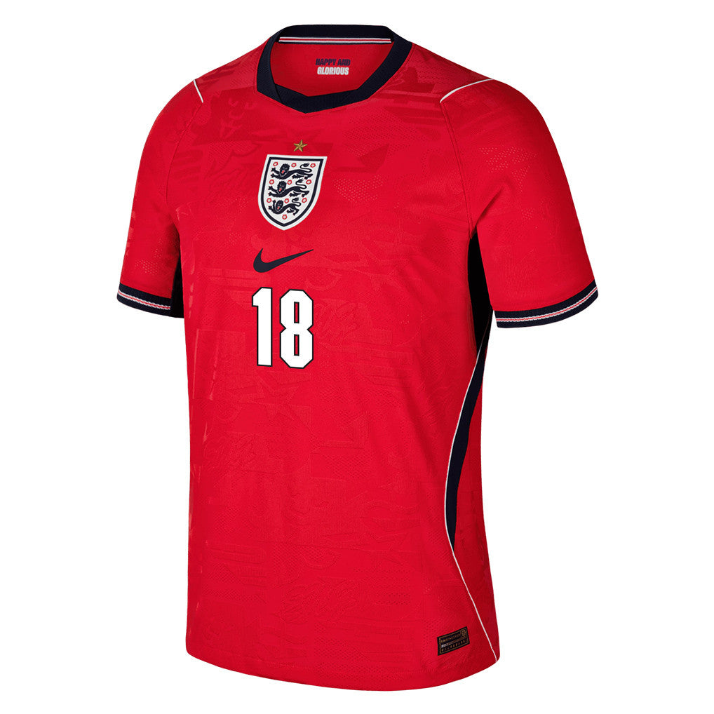 Nico O'Reilly 18 England National Team 2026 Away Jersey - Red, Men