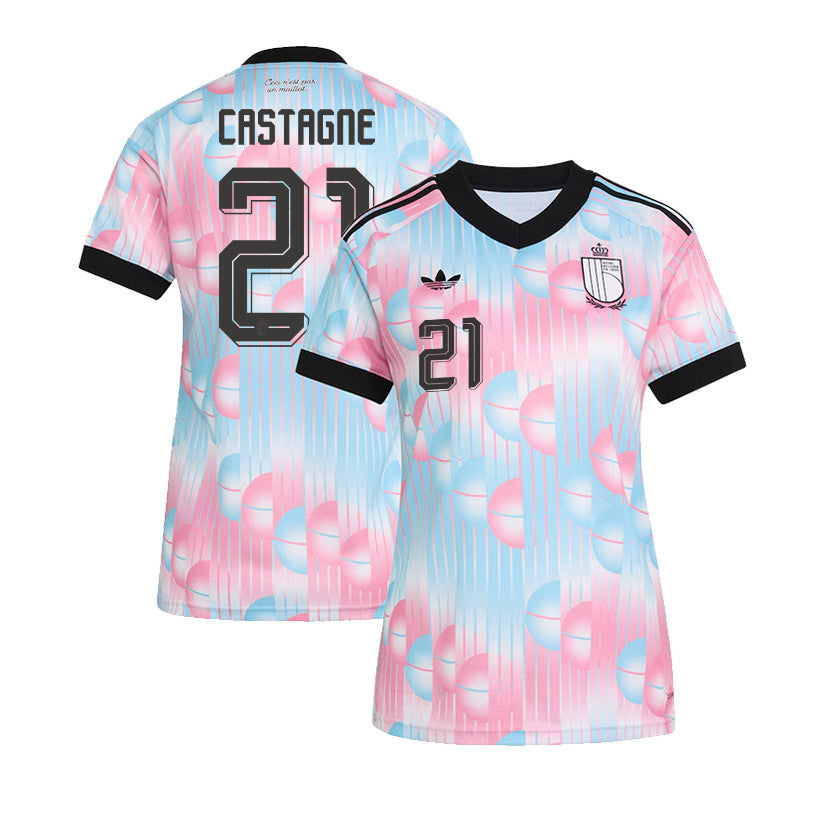 Timothy Castagne 21 Women's Belgium National Team 2026 Away Jersey - Light Blue