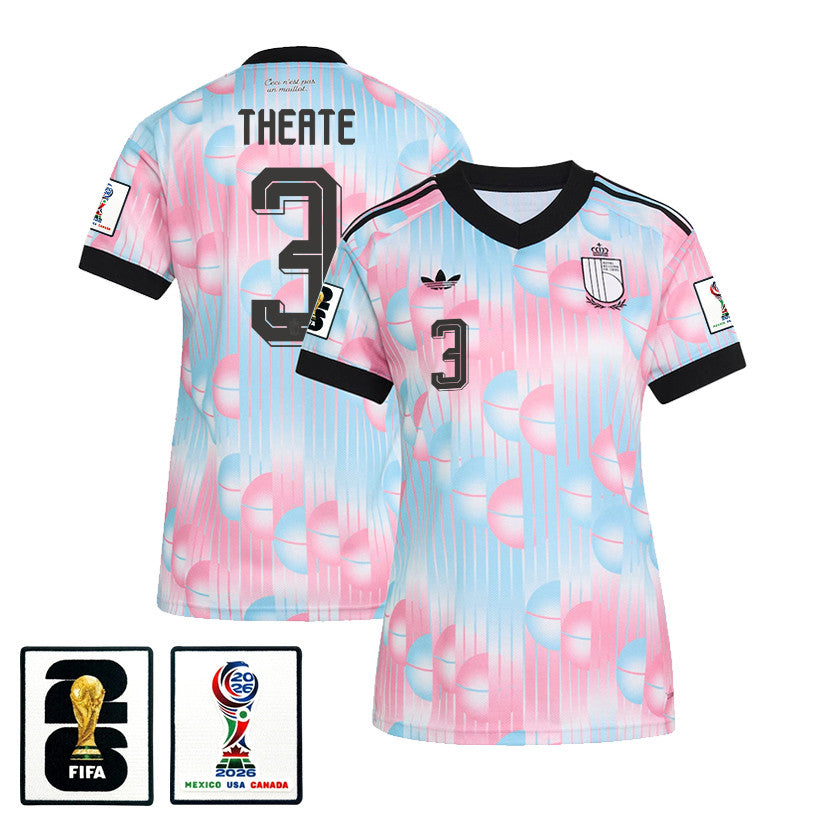 Arthur Theate 3 Women's Belgium National Team 2026 Away Jersey - Light Blue