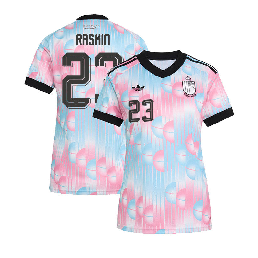 Nicolas Raskin 23 Women's Belgium National Team 2026 Away Jersey - Light Blue