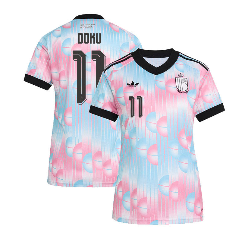 Jérémy Doku 11 Women's Belgium National Team 2026 Away Jersey - Light Blue