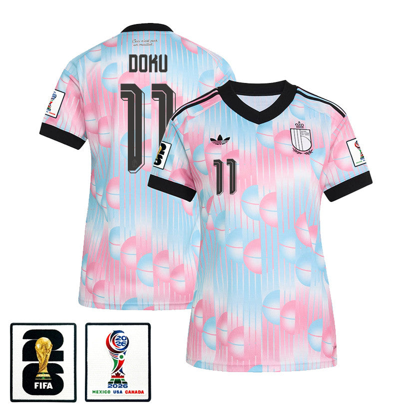 Jérémy Doku 11 Women's Belgium National Team 2026 Away Jersey - Light Blue