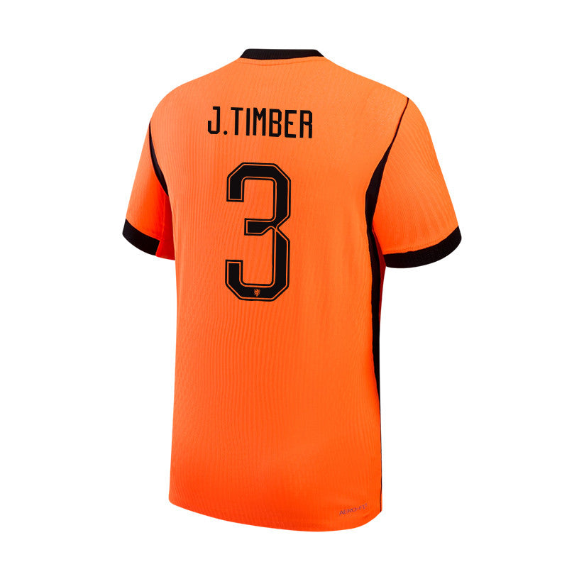 Jurriën Timber 3 Netherlands National Team 2026 Home Jersey - Orange, Men