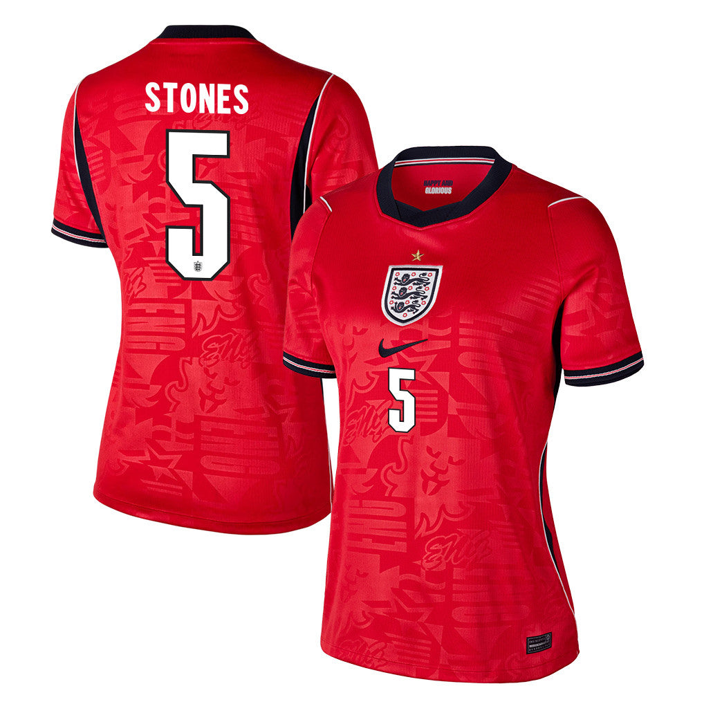 John Stones 5 Women's England National Team 2026 Away Jersey - Red