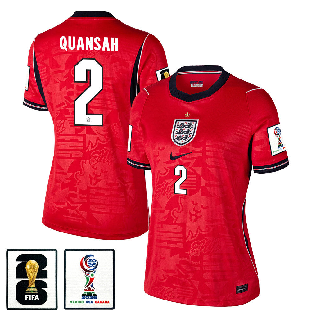 Jarell Quansah 2 Women's England National Team 2026 Away Jersey - Red