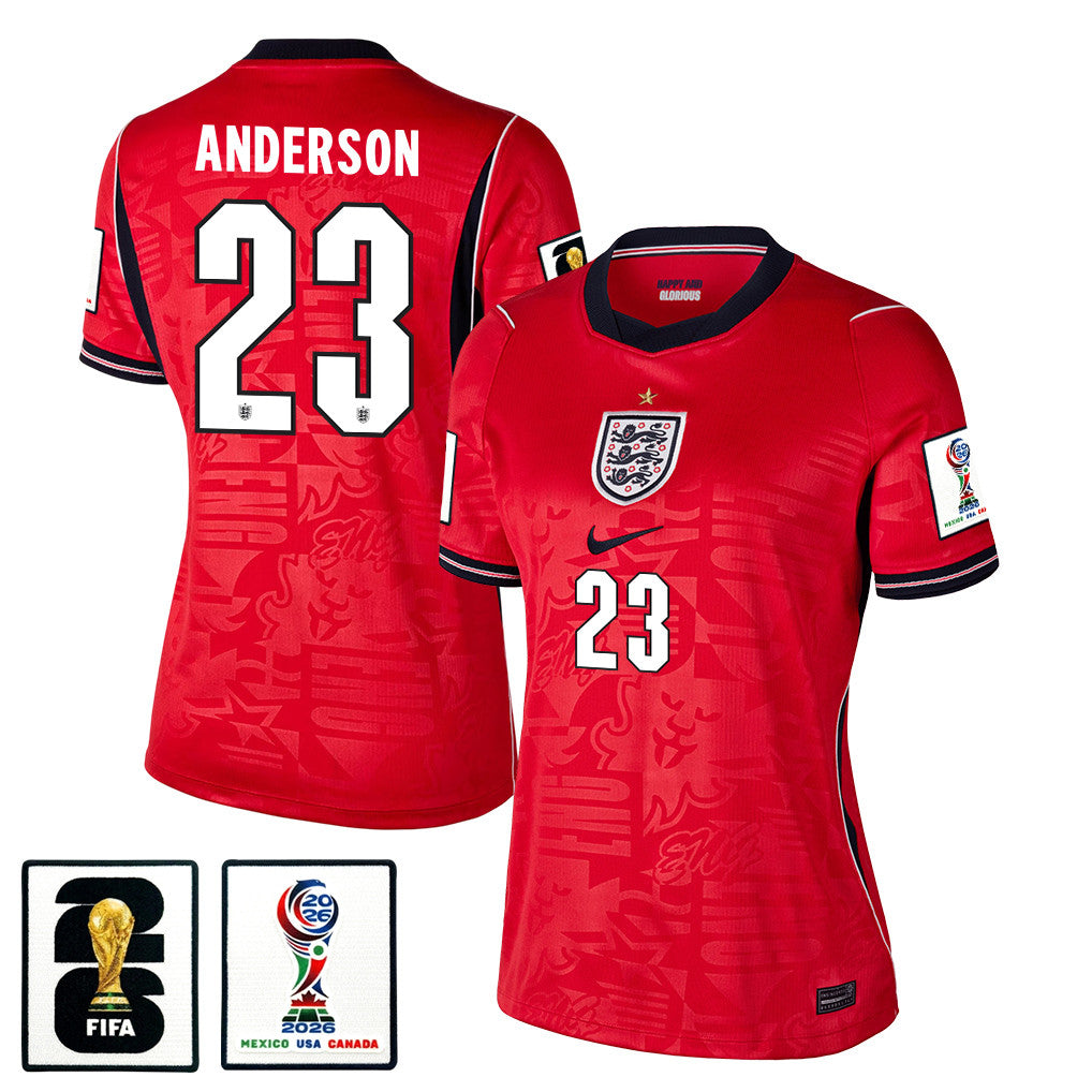 Elliot Anderson 23 Women's England National Team 2026 Away Jersey - Red