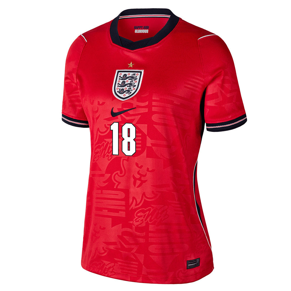 Nico O'Reilly 18 Women's England National Team 2026 Away Jersey - Red