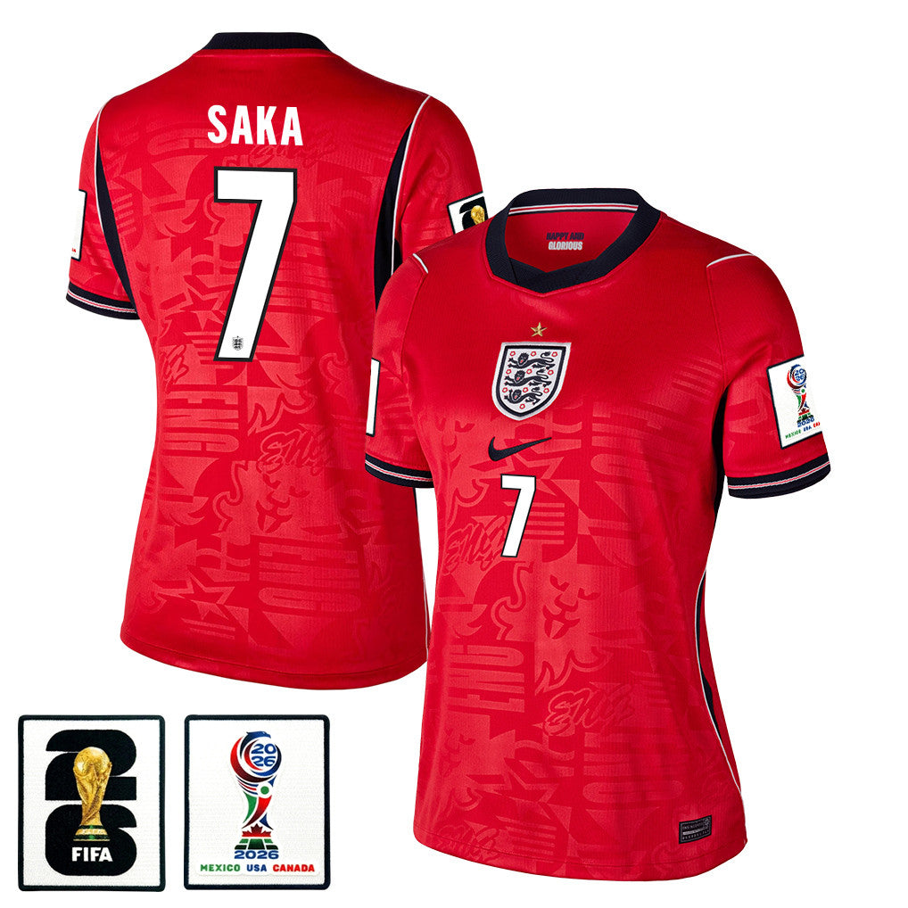 Bukayo Saka 7 Women's England National Team 2026 Away Jersey - Red