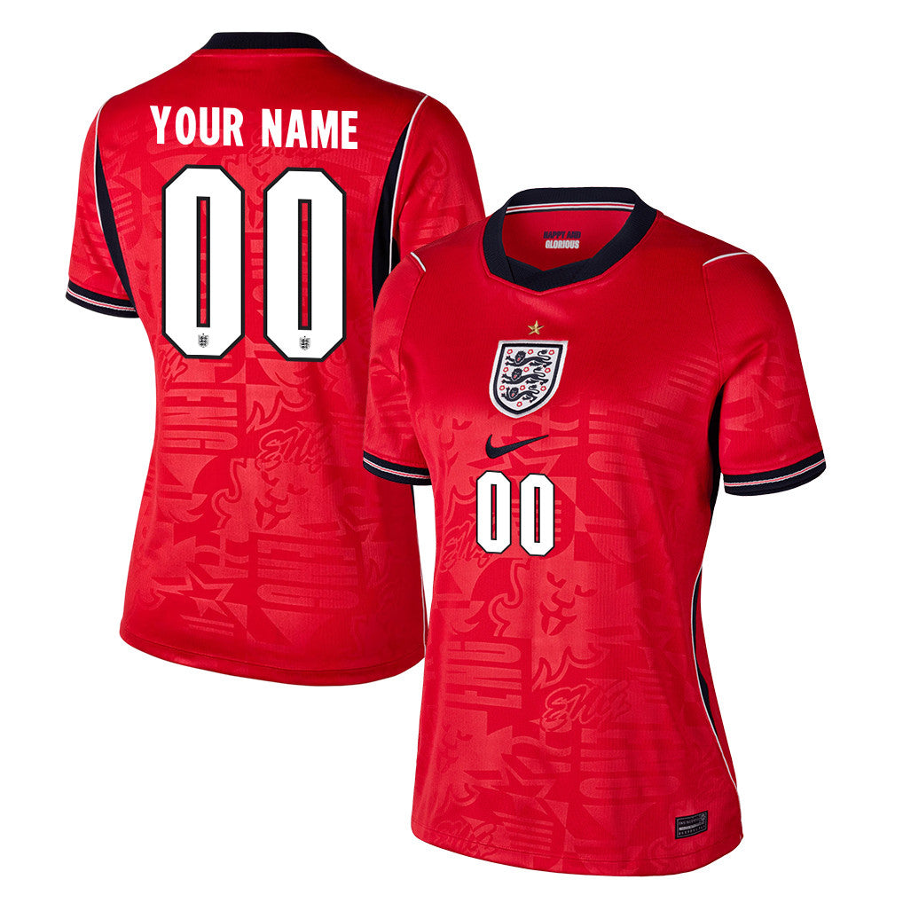 England National Team 2026 Women's Away Jersey - Personalized - Red